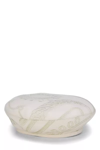 White Wool Beret, , large
