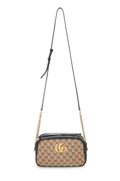 Black Leather GG Marmont Crossbody Small, , large