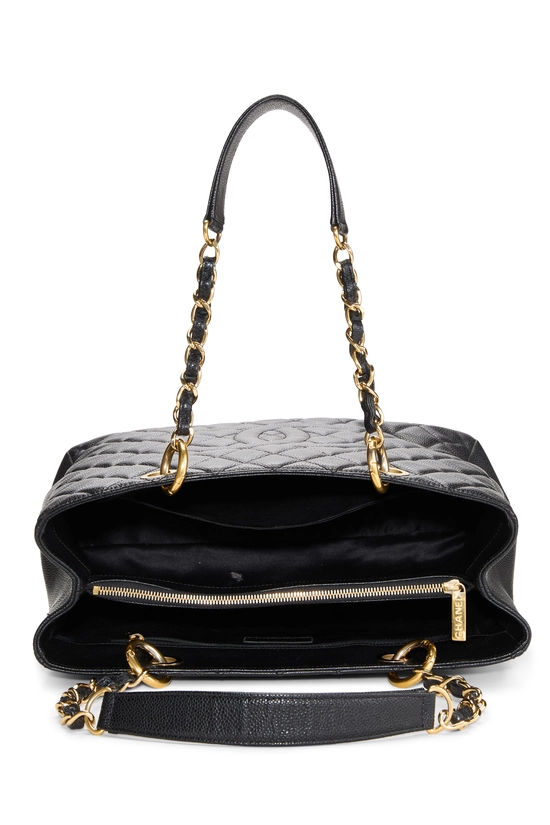 Black Quilted Caviar Grand Shopping Tote (GST), , large image number 5