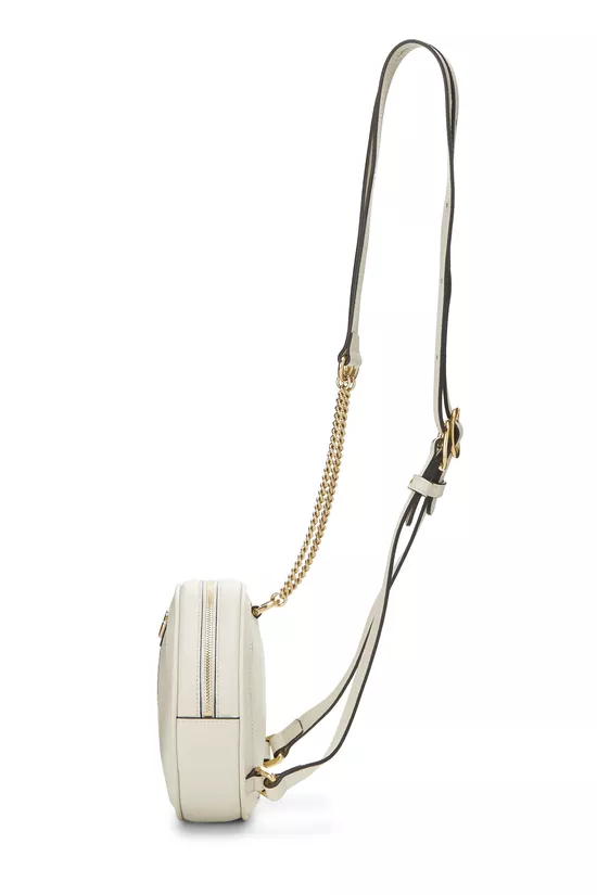 White Leather Ophidia Round Backpack Mini, , large image number 2