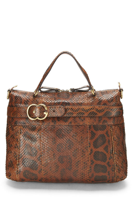Brown Python Leather Ride Tote Large, , large image number 0
