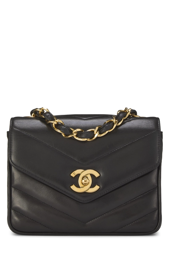 Black Lambskin Chevron Flap Mini, , large image number 0