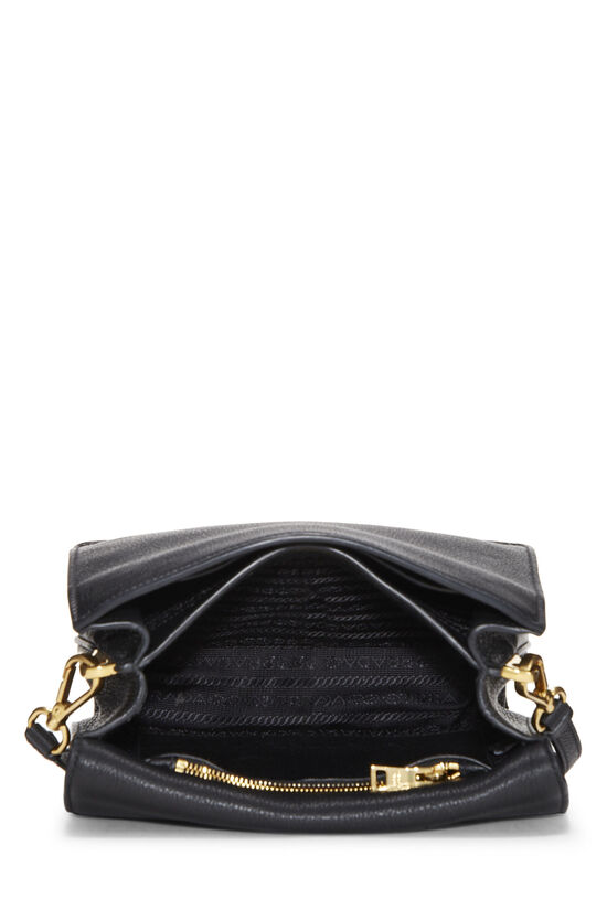Black Vitello Daino Dual Strap Crossbody Bag, , large image number 7