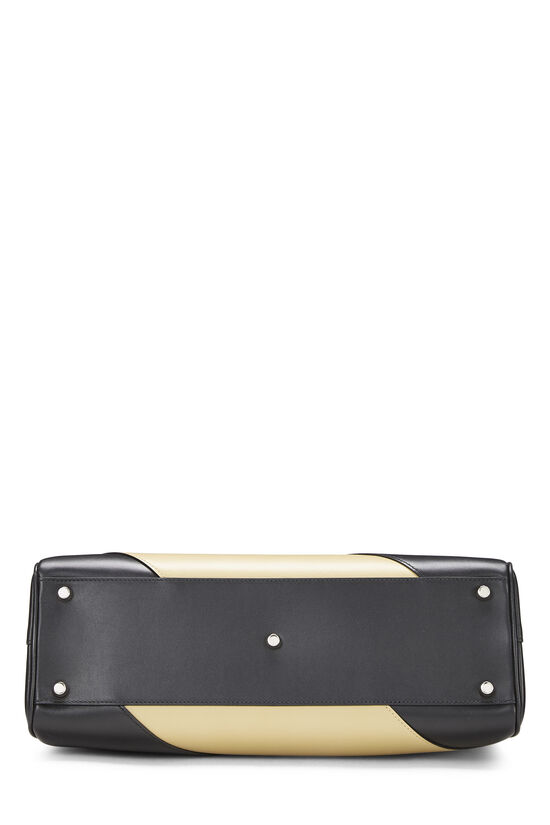 Black & Beige Diagonal Leather Zumi Top Handle Bag Medium, , large image number 6