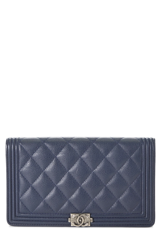 Navy Quilted Lambskin Boy Wallet, , large image number 0