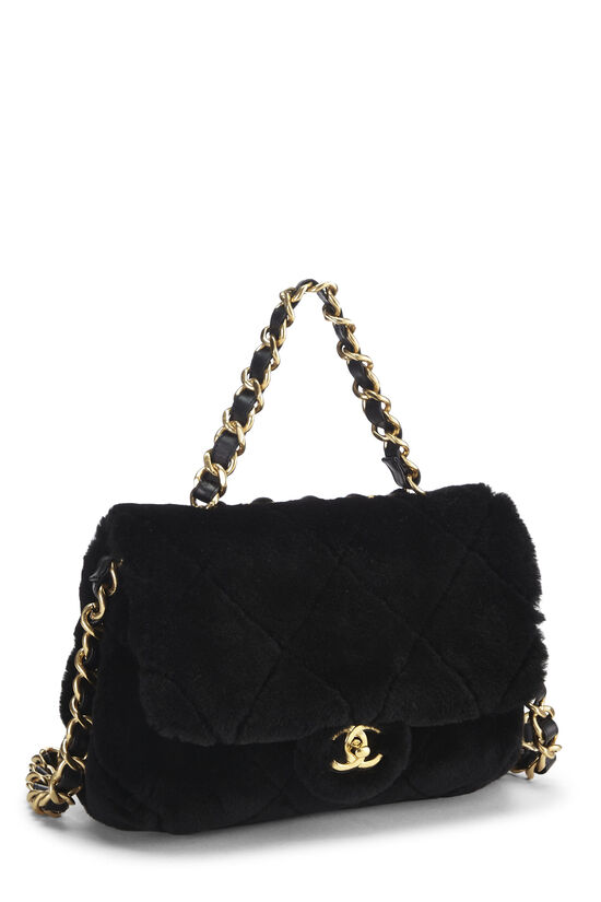 Chanel Black Shearling Shoulder Bag - Vintage Lux