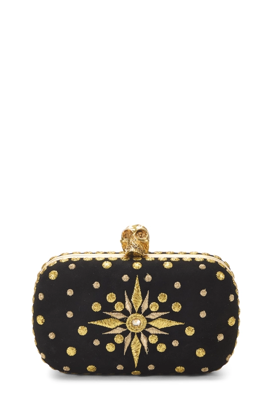 Black Velvet Skull Box Clutch, , large image number 0