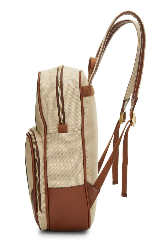 Beige Canvas Web Backpack, , large image number 2