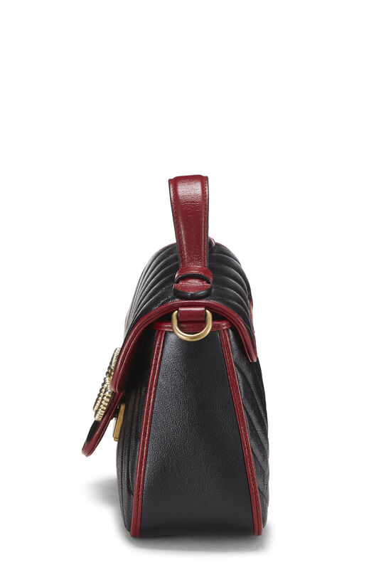 Black Leather Torchon Marmont Top Handle Flap Bag Mini, , large image number 2