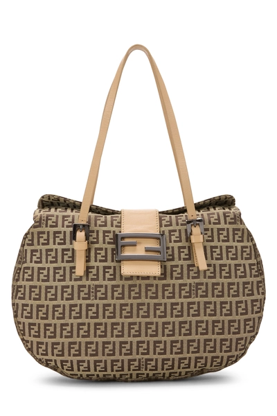 Fendi Beige Zucchino Canvas Shoulder Bag