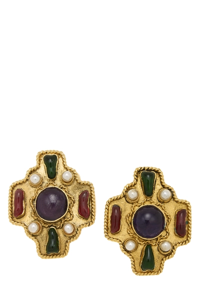 Multicolor Gold Gripoix Earrings