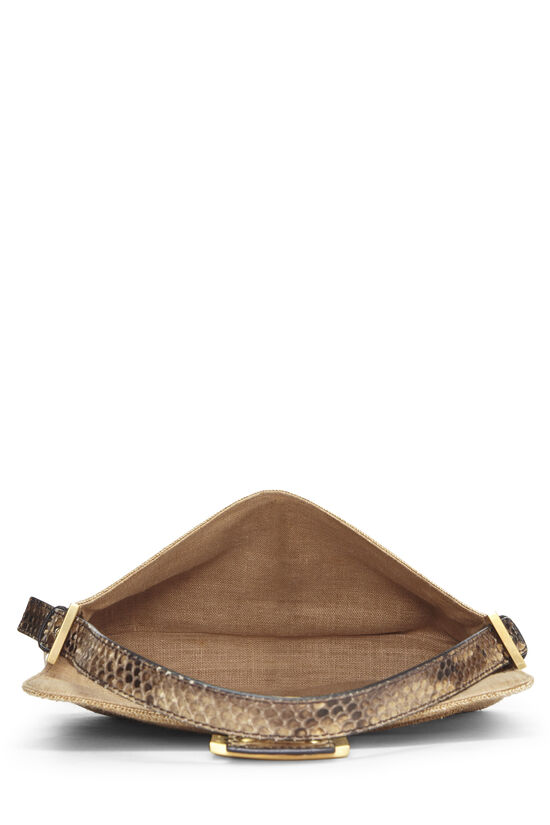 Baguette bag in natural python-like leather