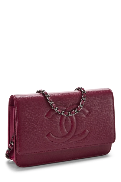 Burgundy Caviar Timeless 'CC' Wallet on Chain (WOC), , large