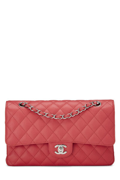 Pink Quilted Caviar Classic Double Flap Medium