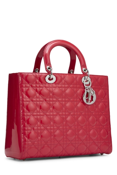 Pink Cannage Patent Leather Lady Dior Large, , large