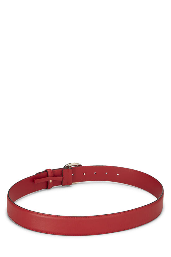Red Leather Interlocking GG Belt 85, , large image number 2