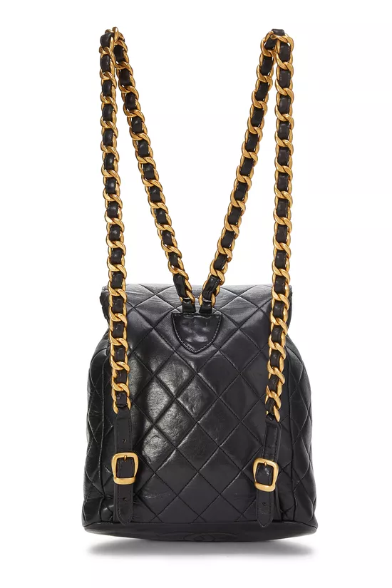 Black Quilted Lambskin 'CC' Classic Backpack Small, , large image number 3