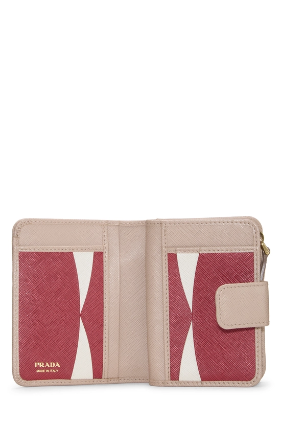 Beige Saffiano Zip Around Compact Wallet, , large image number 3