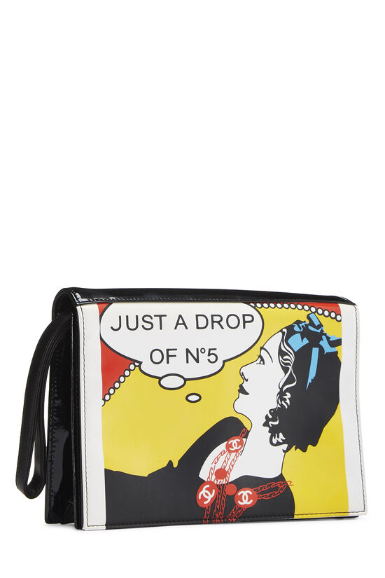 Black & Multicolor Patent Leather Comic Clutch, , large image number 3