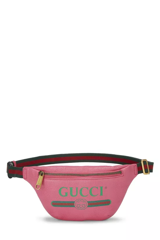 Pink Leather Logo Print Belt Bag Small, , large image number 0