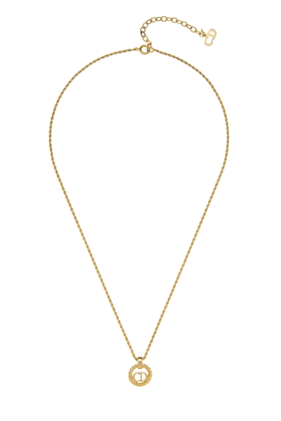 Gold Round 'CD' Necklace Small, , large image number 0