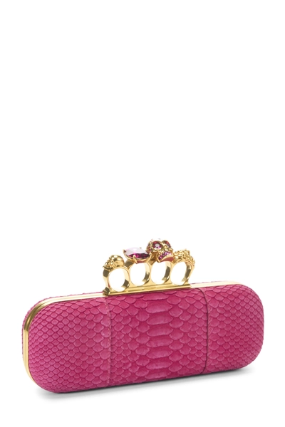 Pink Python Knuckle Clutch, , large