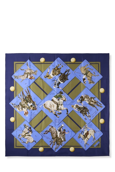 Navy & Multicolor 'Cup Palm Beach' Silk Scarf 90