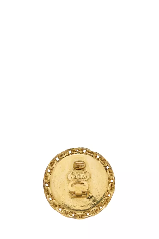 Gold & Black 'CC' Chain Border Earrings Large, , large image number 2