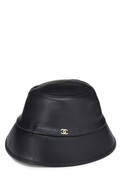 Black Lambskin Bucket Hat, , large