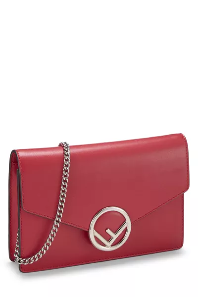 Red Leather 'F is Fendi' Wallet On Chain (WOC), , large