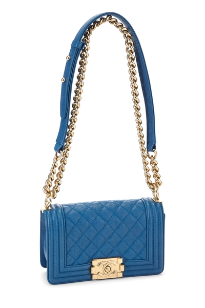 Chanel Blue Quilted Caviar Boy Bag Small — photo 2