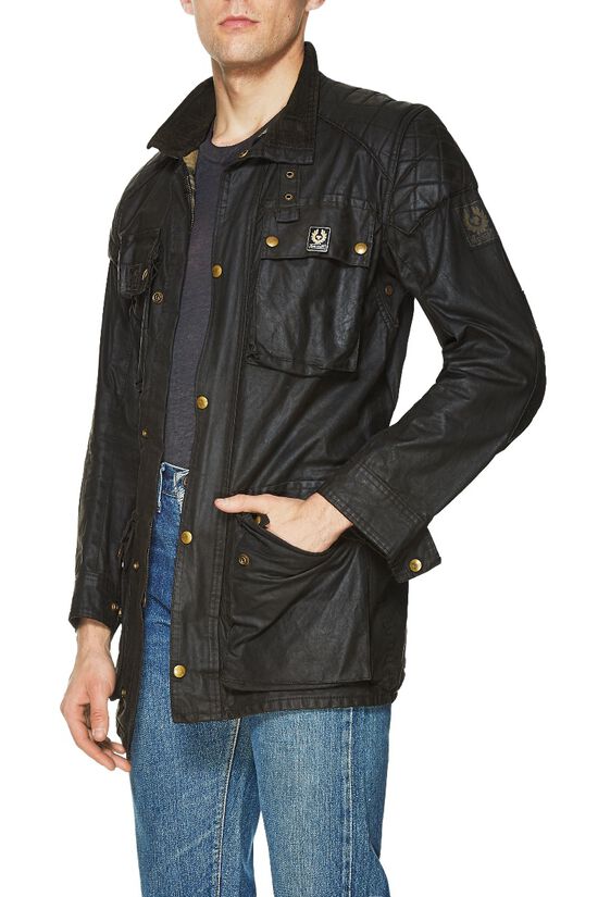 Black Waxed Cotton Belstaff Trailmaster Jacket, , large image number 2