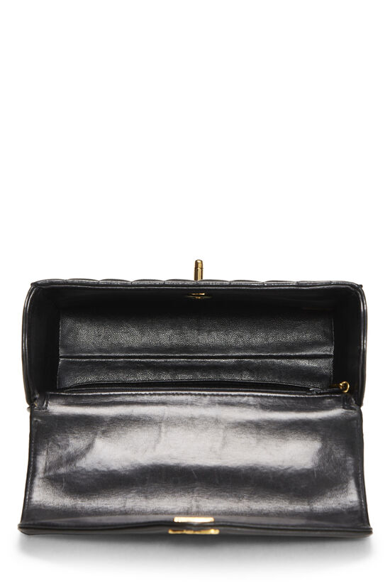 Black Chevron Lambskin Top Handle Bag, , large image number 5