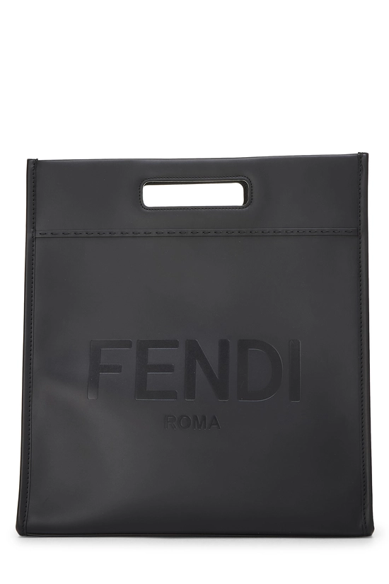 Black Calfskin Logo Shopper Tote Medium, , large image number 0
