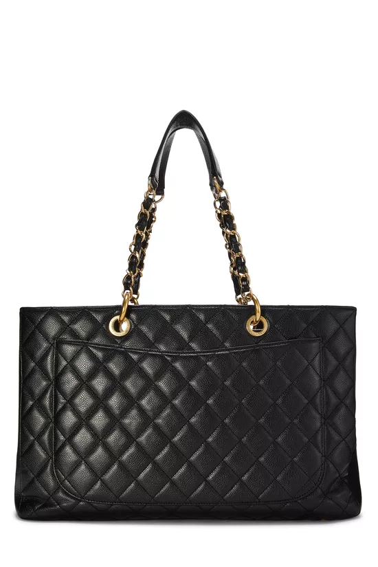 Black Quilted Caviar Grand Shopping Tote (GST) XL , , large image number 3