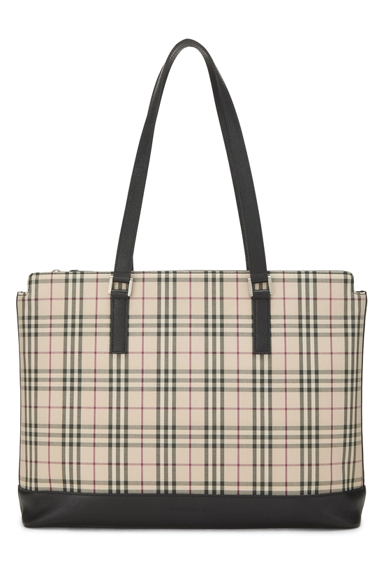 Black Check Jacquard Zip Tote Medium, , large image number 0