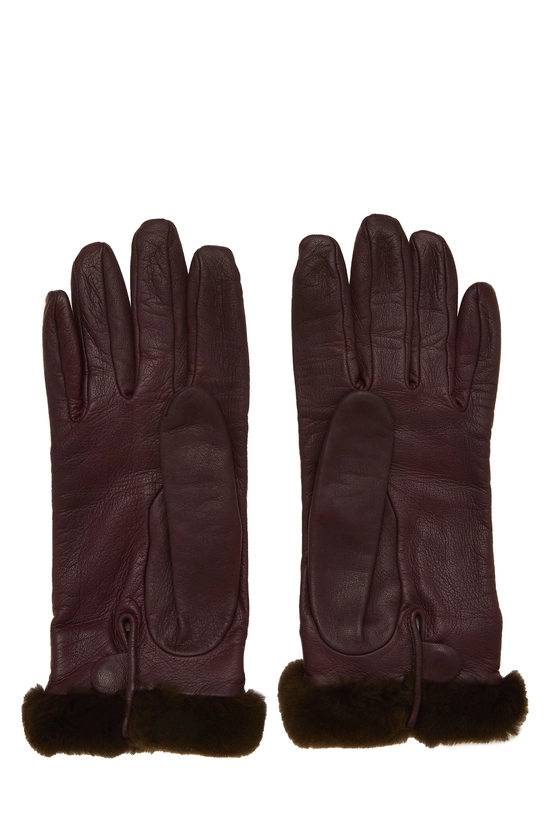 Burgundy Lambskin Gloves, , large image number 1