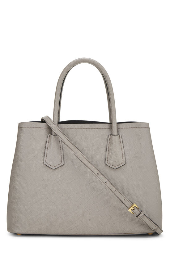Grey Saffiano Leather Cuir Double Tote Small, , large image number 3