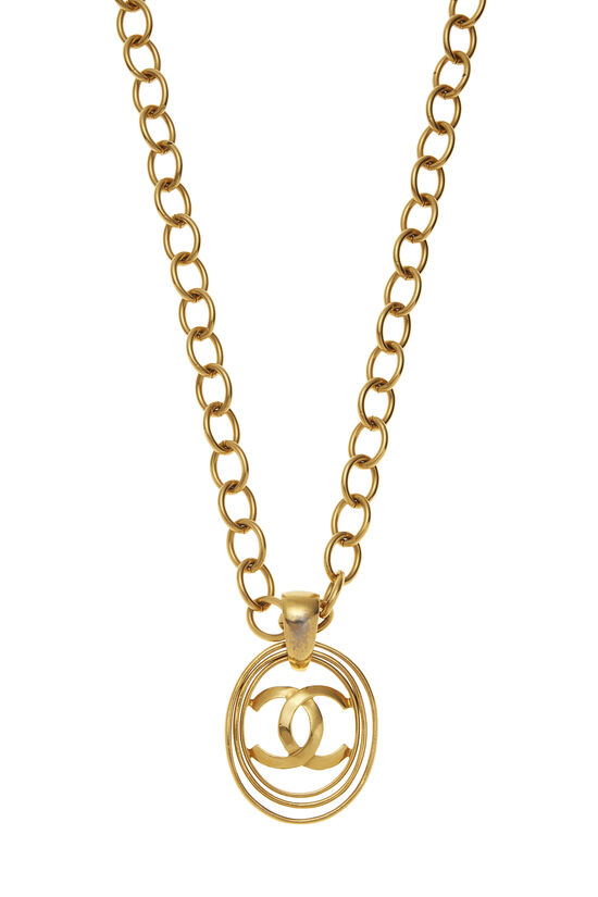 Gold 'CC' Ring Chain Necklace , , large image number 1