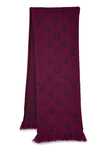Purple Wool Logomania Scarf