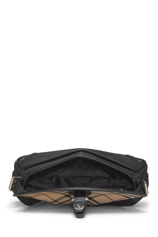 Black Nylon Check Buckle Shoulder Bag, , large image number 5
