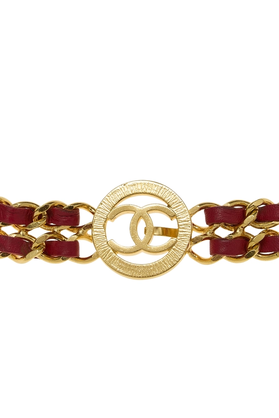 Red & Gold 'CC' Sunburst Double Chain Belt, , large image number 1