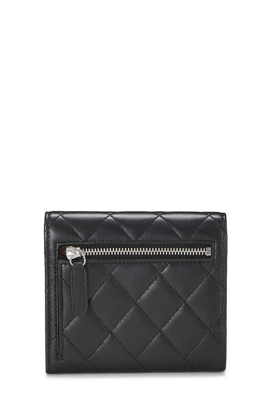 Black Quilted Lambskin Flap Wallet