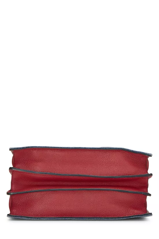 Multicolor Denim Convertible Buckle Top Handle Bag, , large image number 4