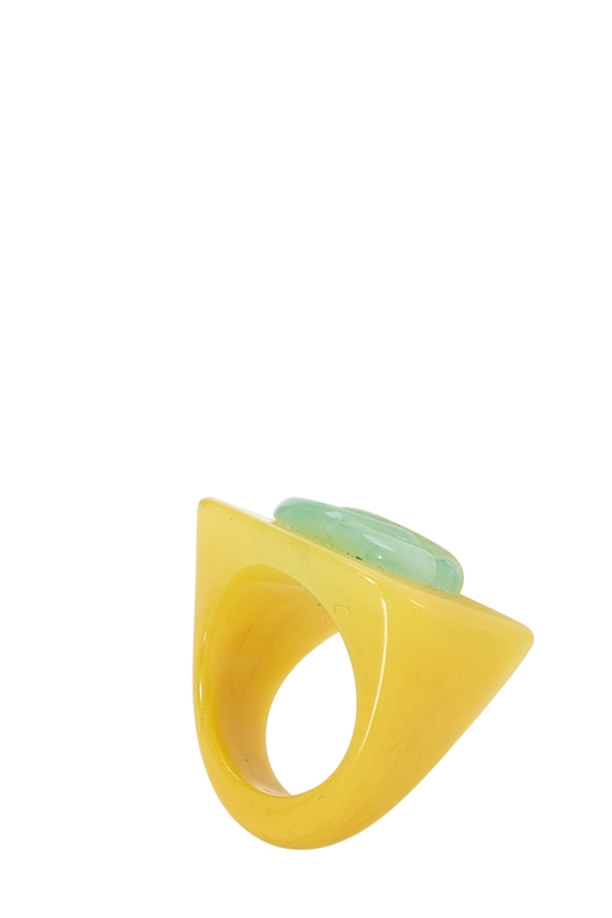 Yellow Acrylic 'CC' Ring, , large image number 2