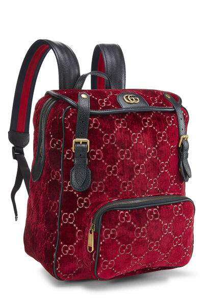 Red GG Velvet Backpack Small , , large