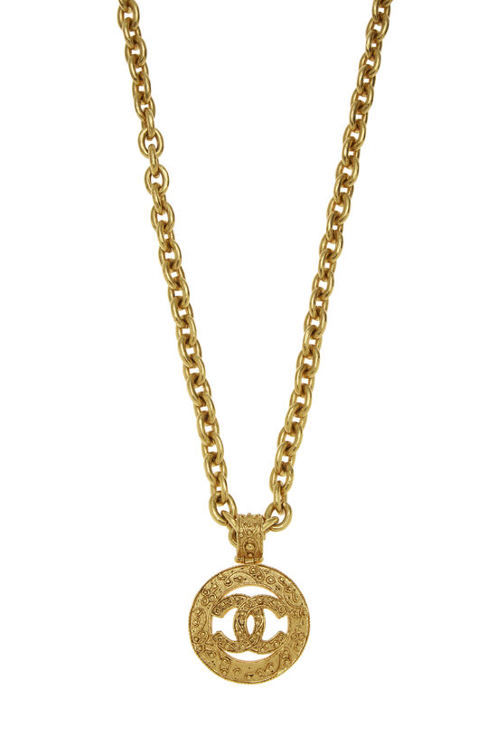 Gold Filigree 'CC' Round Necklace, , large image number 2