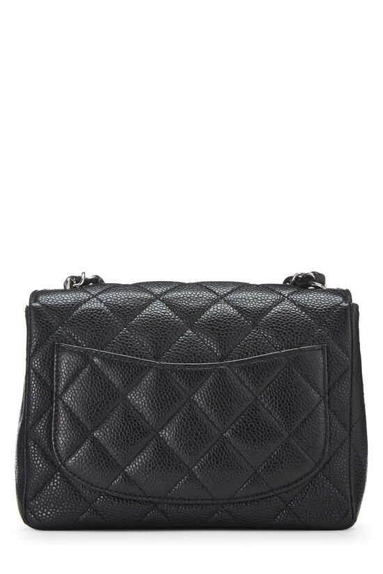 Chanel Rectangular Flap Quilted Caviar Silver-tone Mini Black in