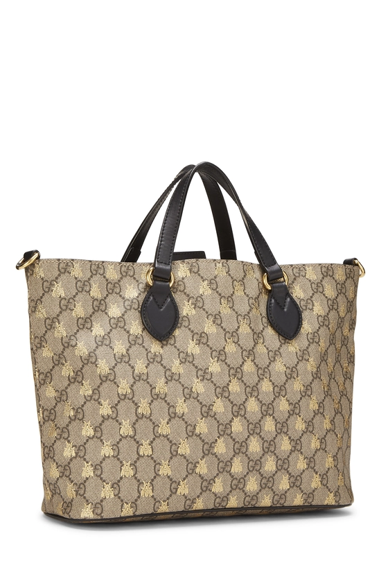 Black Original GG Supreme Canvas Bee Tote Small, , large image number 1