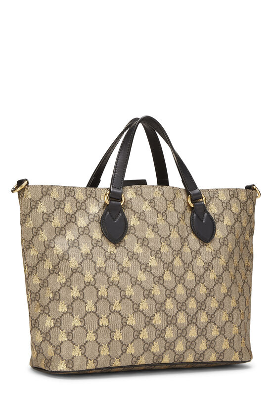 Black Original GG Supreme Canvas Bee Tote Small, , large image number 1